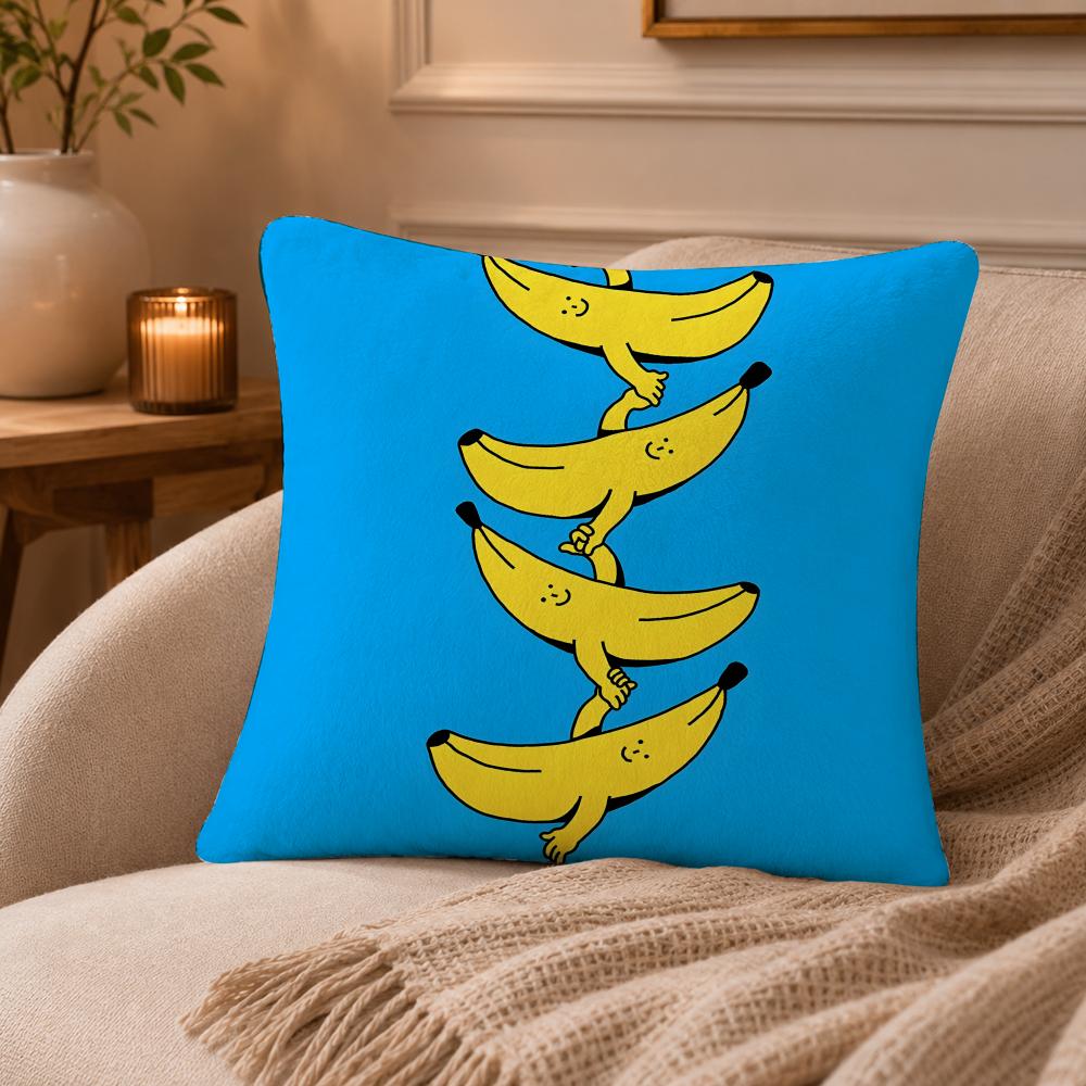 banana Cushion Cover Anti-dustmite Pillowcase Invisible zipper silky short plush Sofa cushion cover