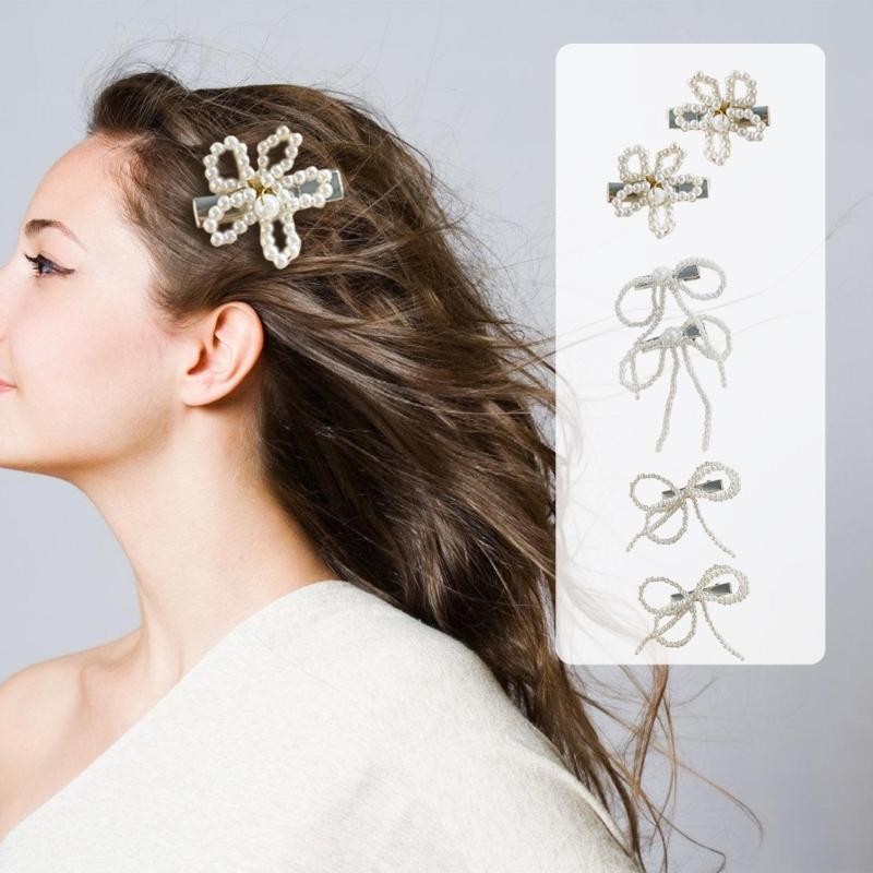 Perlenbesetzte Haarspange Süße Ballett-Blumen-Haarnadel Haarstyling-Dekoration für Mädchen Künstliche Perlen Haarnadel Rutschfeste Klammer