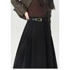 Winter Autumn High Waist Wool Pleated Skirt Women A Line Midi Skirt Solid Color Flared Skirt Slimming Long Skirt