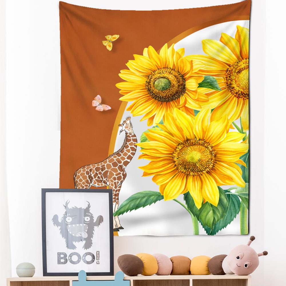 Tapiserie cu pictură în ulei, agățată pe perete, cu flori, stil boem, artă, hippie, tapiz, pentru dormitor pentru fete, decor acasă