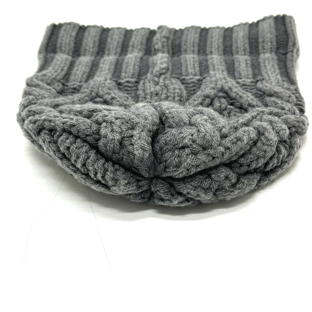 Moncler Logo Woven Apparel Knit Hat Wool Gray