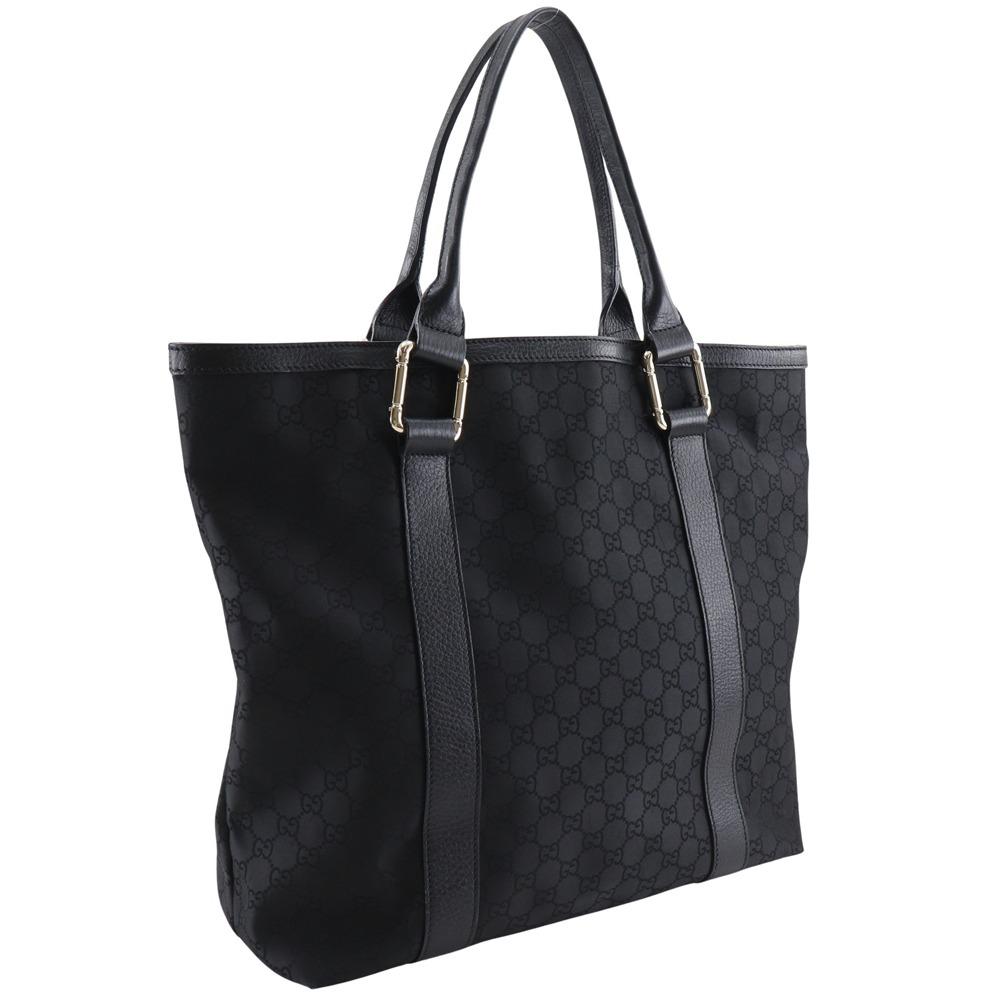 Gucci GG Tote Bag 341536 Outlet Black Nylon Canvas Unisex Used