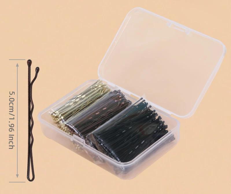 150 Stück 5 cm Welle Legierung Gold Schwarz Haarnadeln Einfache Haarspange Barrett für Hochzeit Braut Frauen Mädchen Frisuren Werkzeug