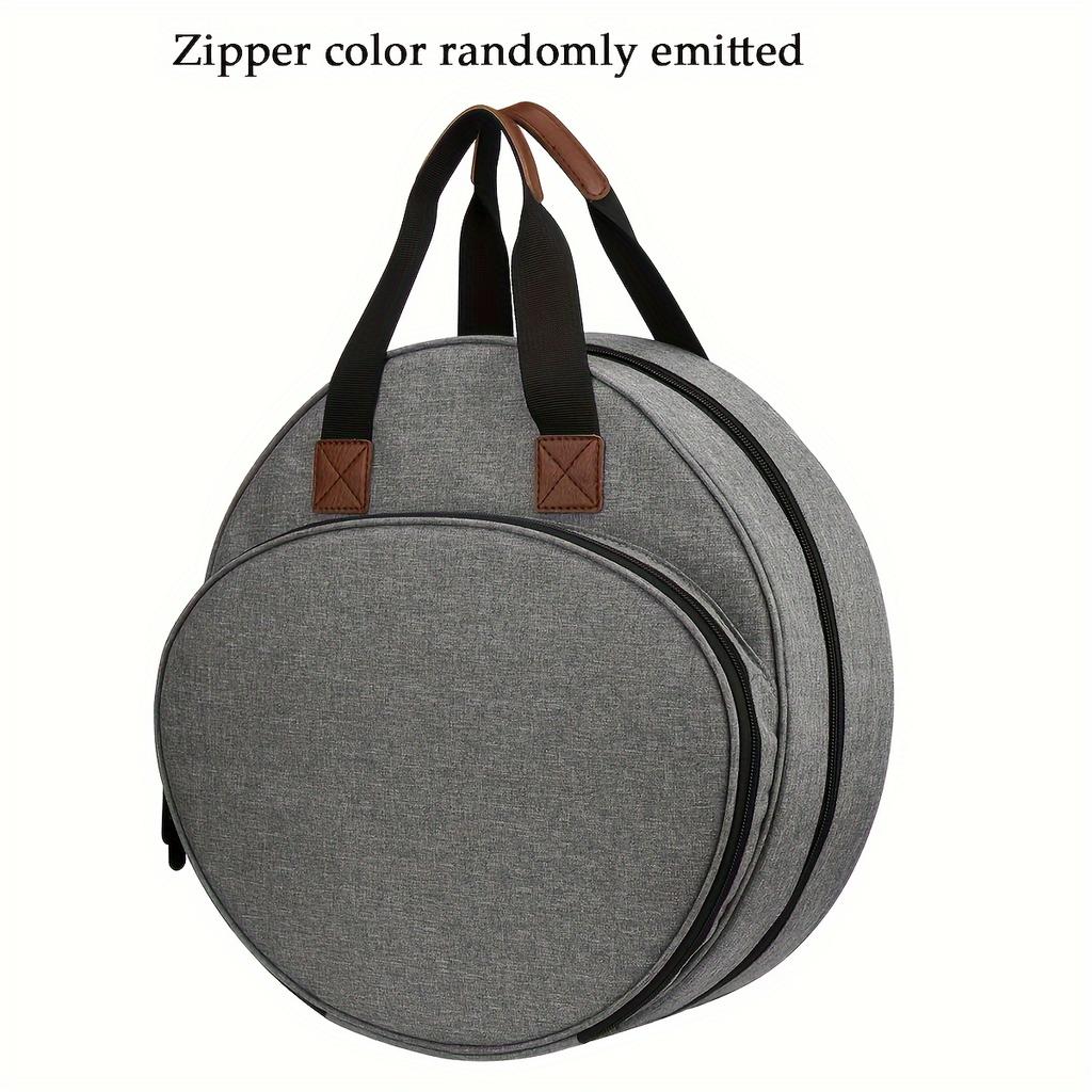 Embroidery Project Bag - Round Craft Organizer with Zipper, Durable Storage Tote for Cross Stitch Tools & Kits.