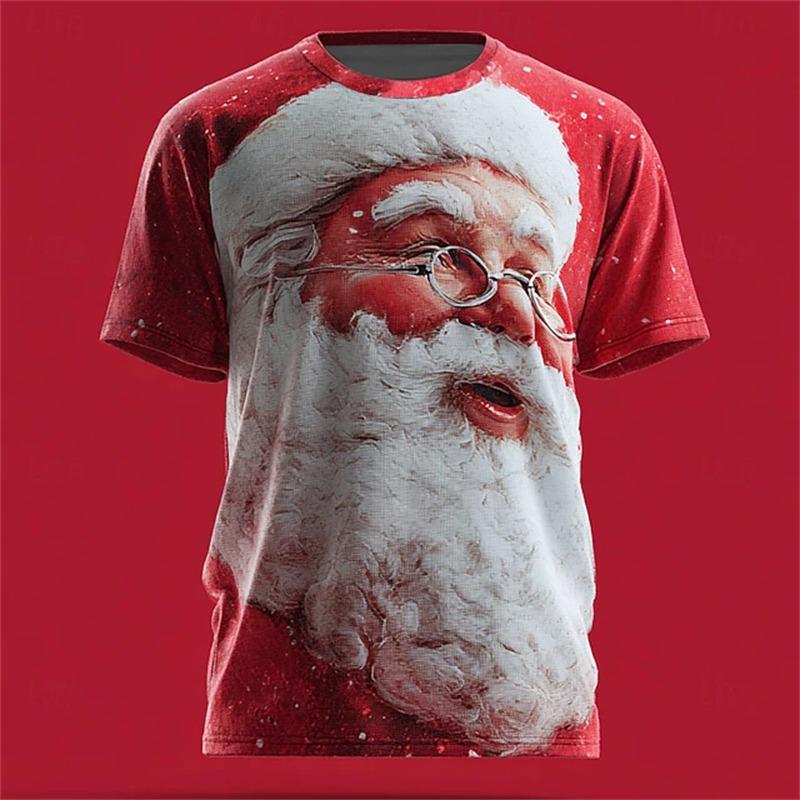 Weihnachts-T-Shirts Damen Druck T-Shirt Weihnachten Rollenspiel Kurzarm Herrenmode Lustiger Weihnachtsmann Kinderkleidung
