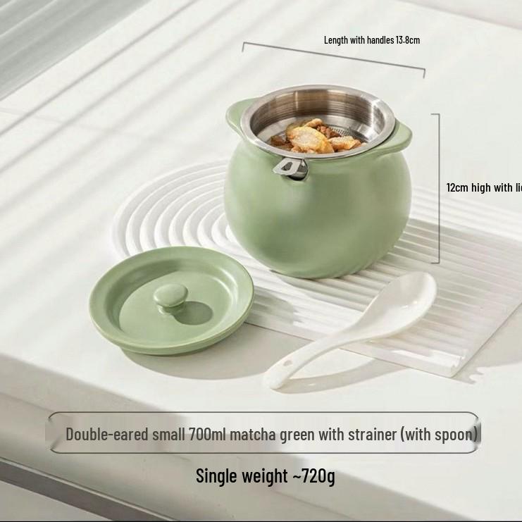 

High-Temperature Resistant Ceramic Lard Jar with Lid & Filter Screen, Food-Grade Oil and Chili Oil Storage Pot