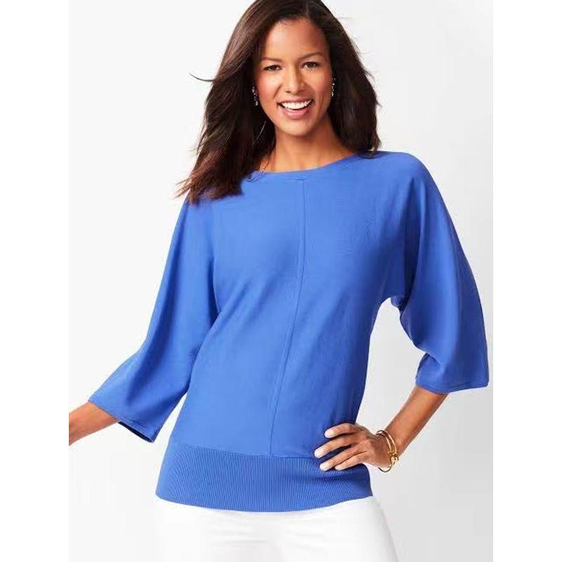 

TBS Autumn Export round Neck Thin Knitwear Pullover Blue M: Bust size 100