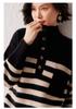 Lekasha Cashmere Striped Knit Sweater - Versatile, Skin-Friendly, Loose Fit for Autumn/Winter