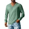 Men'S V-Neck Loose Casual Long Sleeved Shirt Fashionable Top