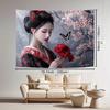 Geisha Woman Cherry Blossom Tapestry Japanese Kimono Art Butterfly Wall Hanging Eastern Decor Living Room Fabric Print