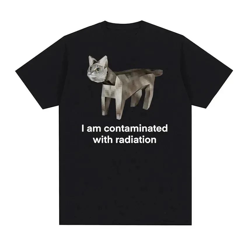 

Funny Cute Cat Print Short Sleeve Wake Up Act Silly Meme Graphic Cotton Y2k T Shirt Casual Loose Streetwear Tops Unisex 3XL