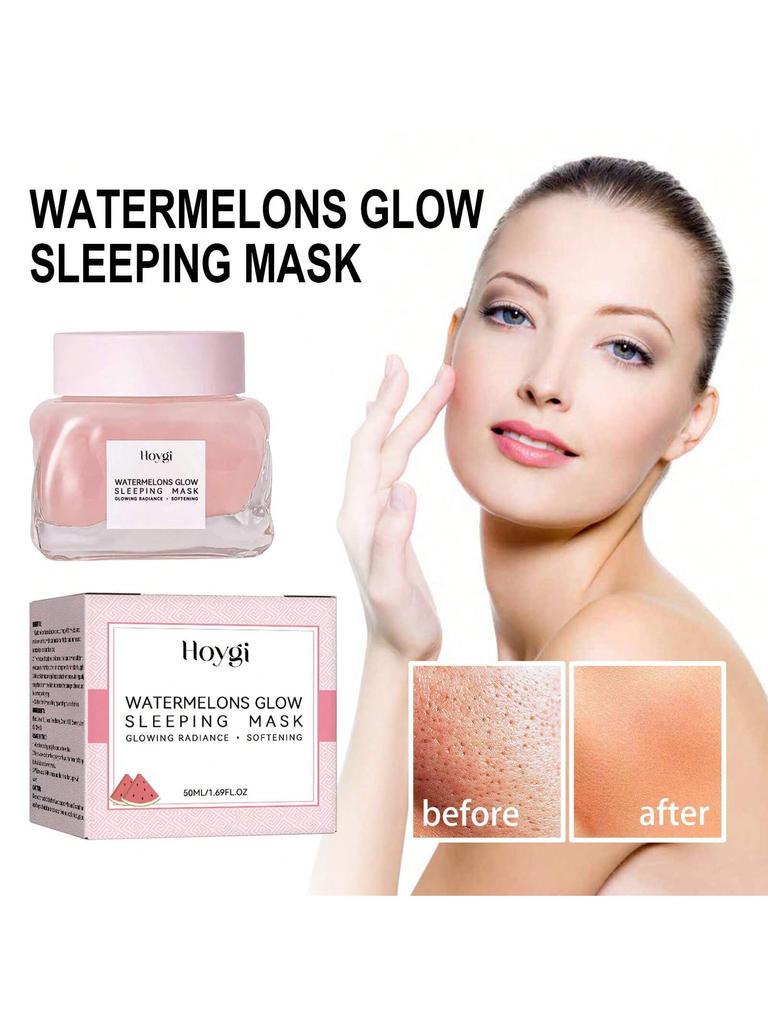 Watermelons Glow Sleeping Mask Face Cream with 50ml Mask Facial Redness Repair Fade Acne Scars Moisturizing The Skin Moisturizing and Brightening