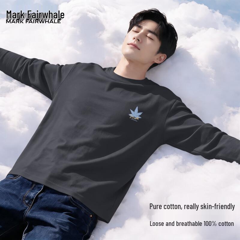 Mark Fairwhale Men's Pure Cotton Maple Leaf Long-Sleeve T-Shirt