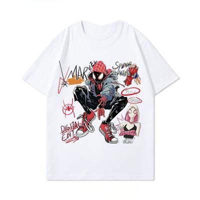 Miniso SpiderMan Across The Universe Spiderman Tshirt Unisex Joint Summer Crew Neck Loose Cotton Mens Womens Short Sleeve