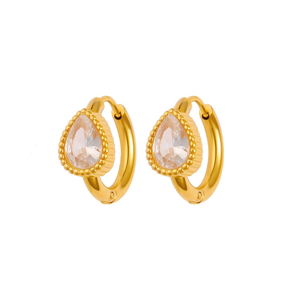 Elegant Geometric Water Drop Zirconia Earrings in 18K Gold  Stainless Steel