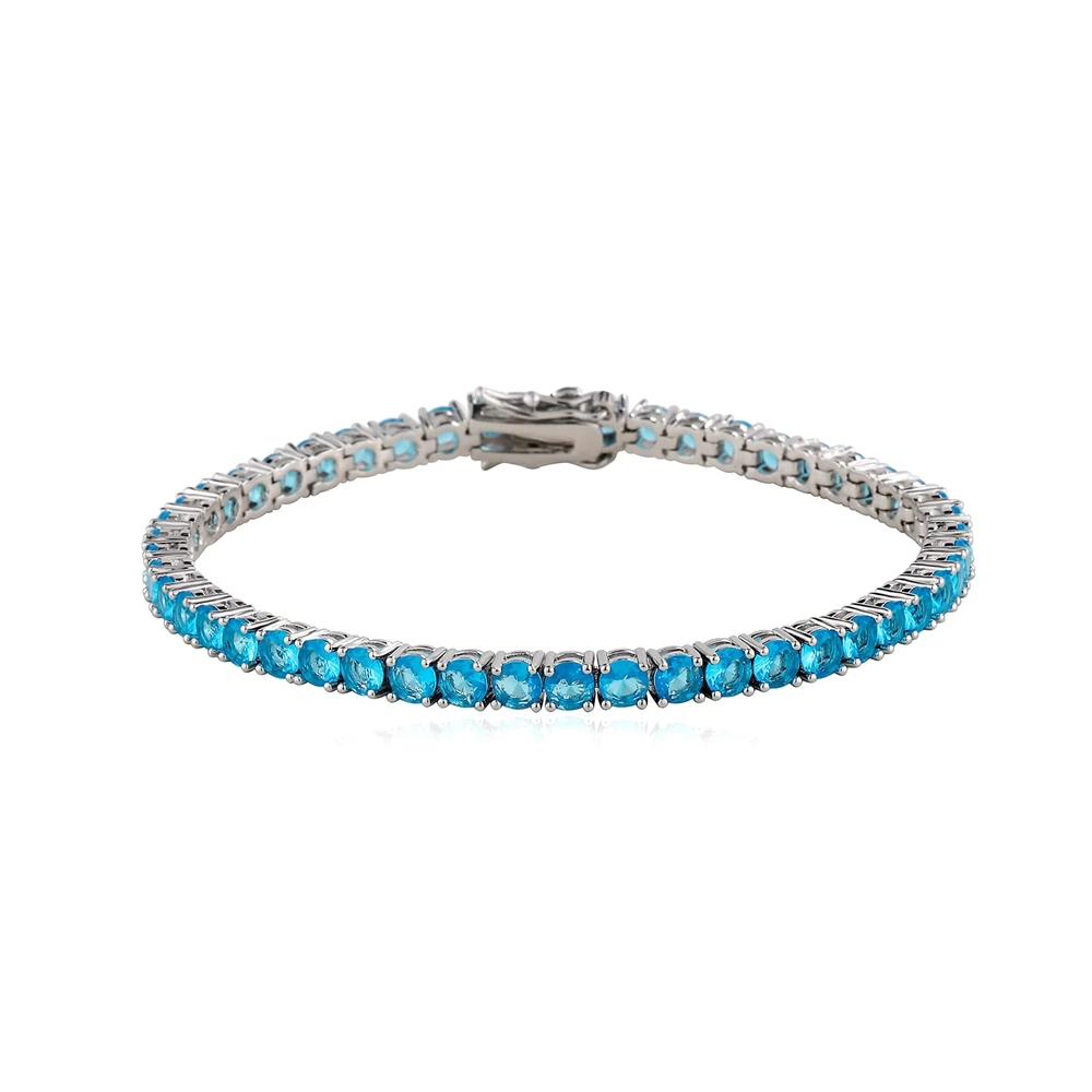 Bracciale Tennis Iced Out a Riga Singola con Zirconi Colorati in Ottone Placcato Rodio Gioielli di Moda per Donna Regalo