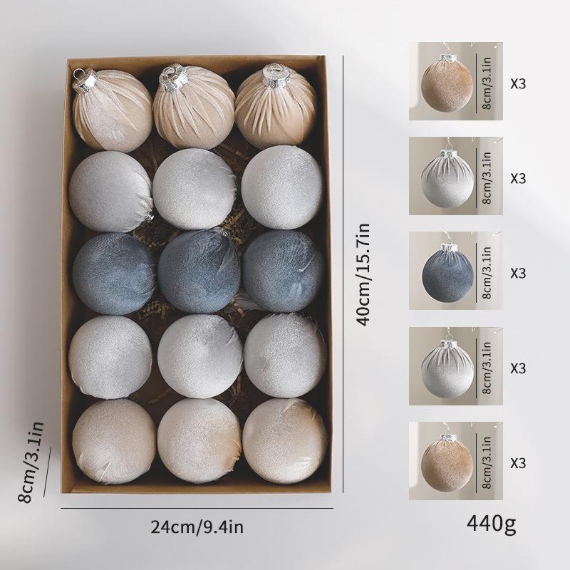 8cm Stoffbezogene Weihnachtskugeln Baumschmuck für Feiertagsdeko Heimparty Geschenk Dekorationen