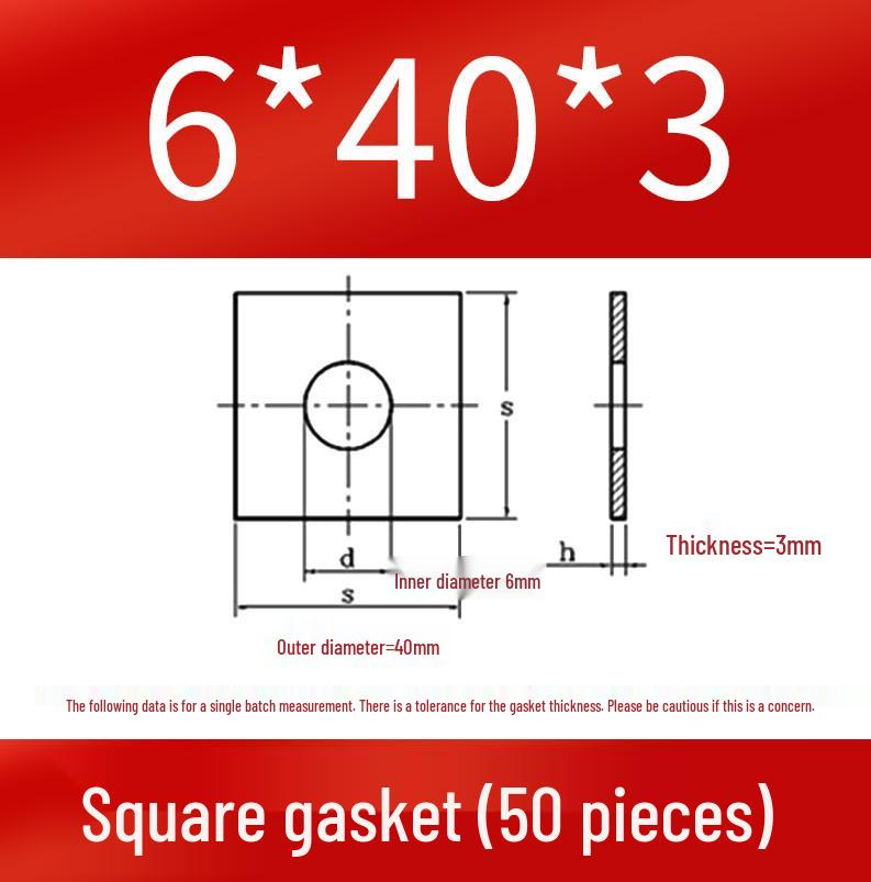 Thick Galvanized Square Iron Washer with Hole for M6-M24 Curtain Wall Use