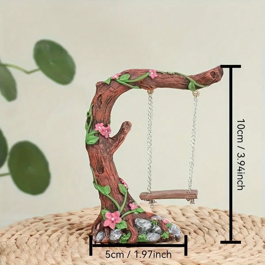 Various Colorful Small Trees Outdoor Garden Decoration with Swings and Flowers,small Statues Ornaments, Unique Rural Style Gifts