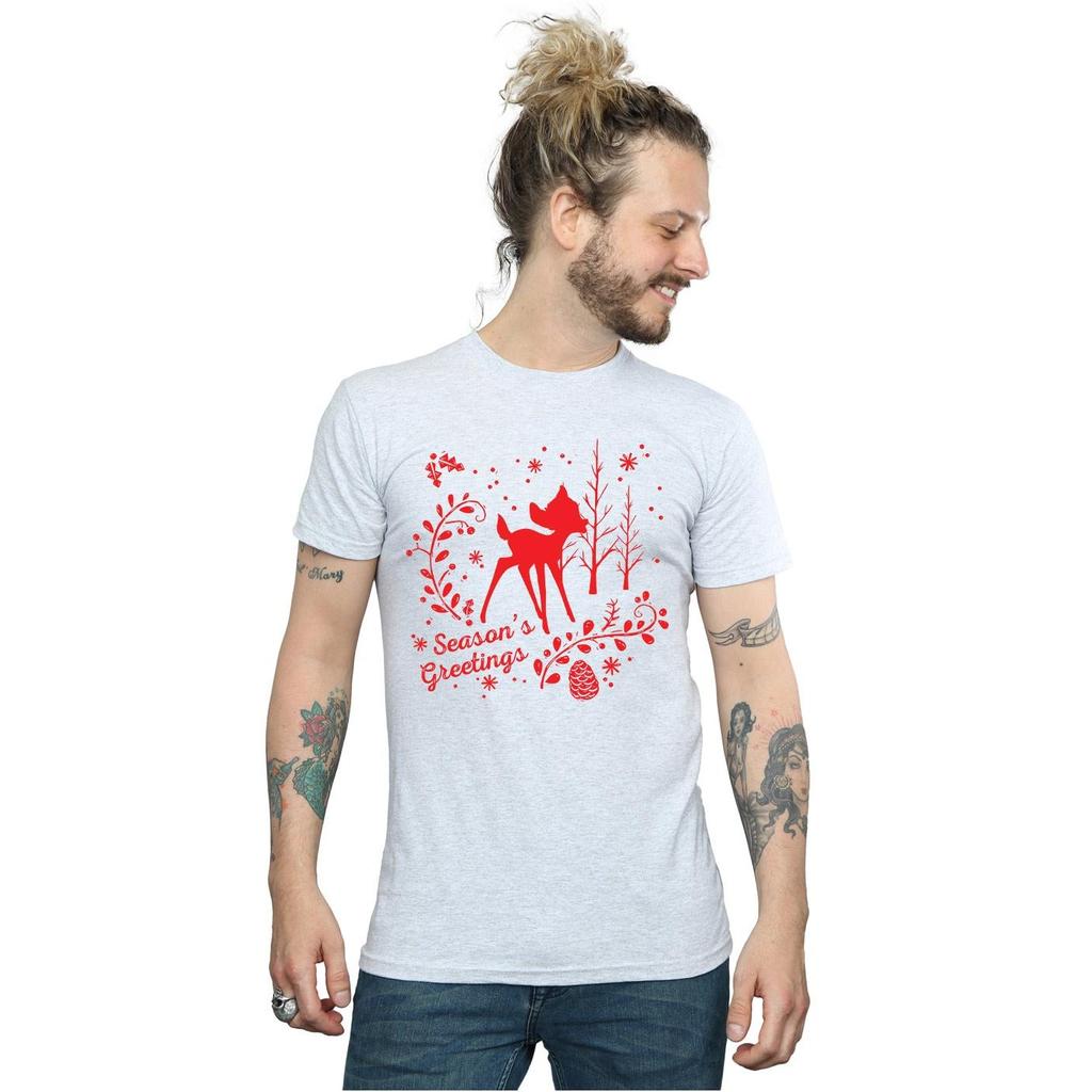 Disney Mens Bambi Christmas Greetings T-Shirt