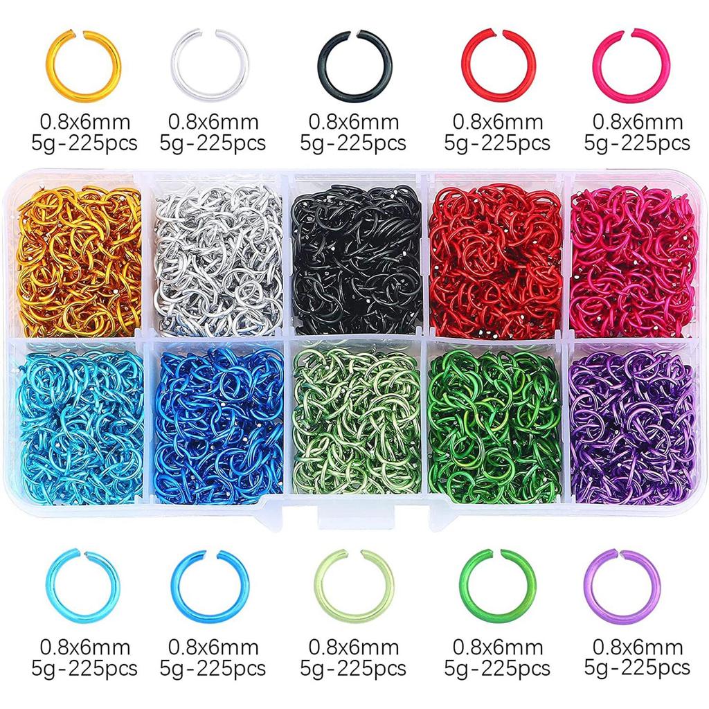 2250Pcs Open Aluminum Jump Rings 6mm Rings Connectors for Necklace Bracelet Pendant Choker Jewellery Making Findings