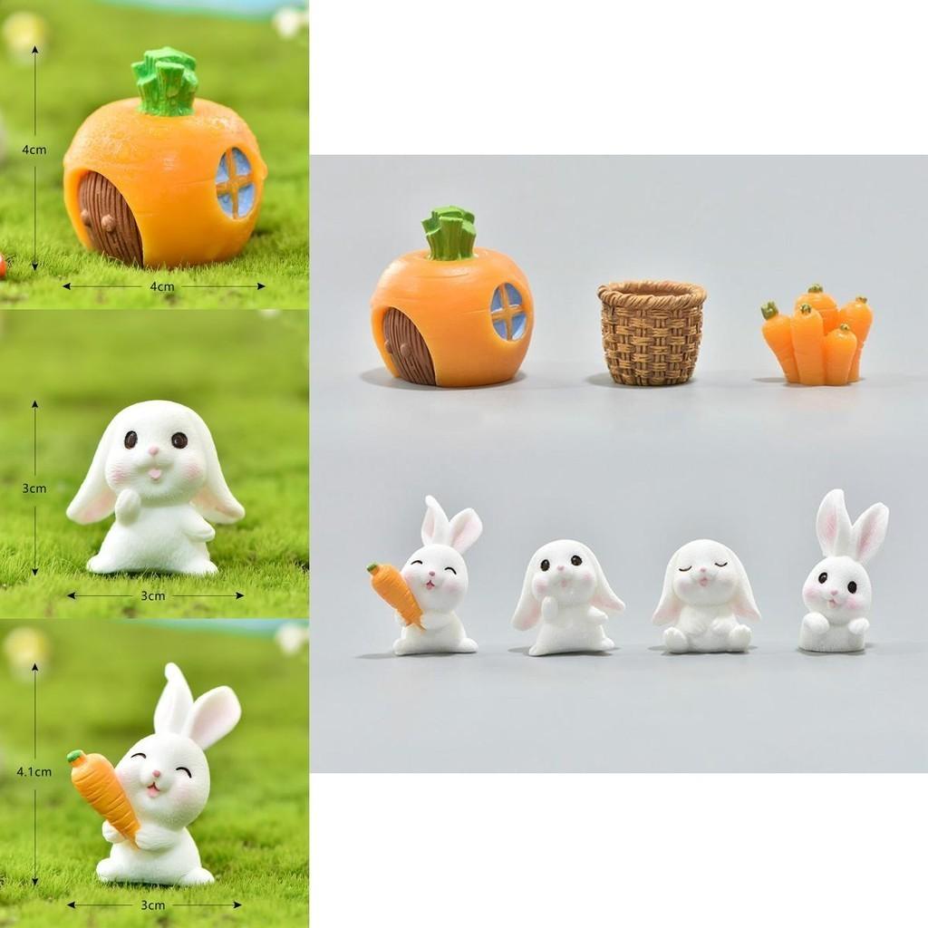 Adorable Rabbit Eat Carrot Diy Resin Figurine Perfect For Lifelike Micro Craft Decor