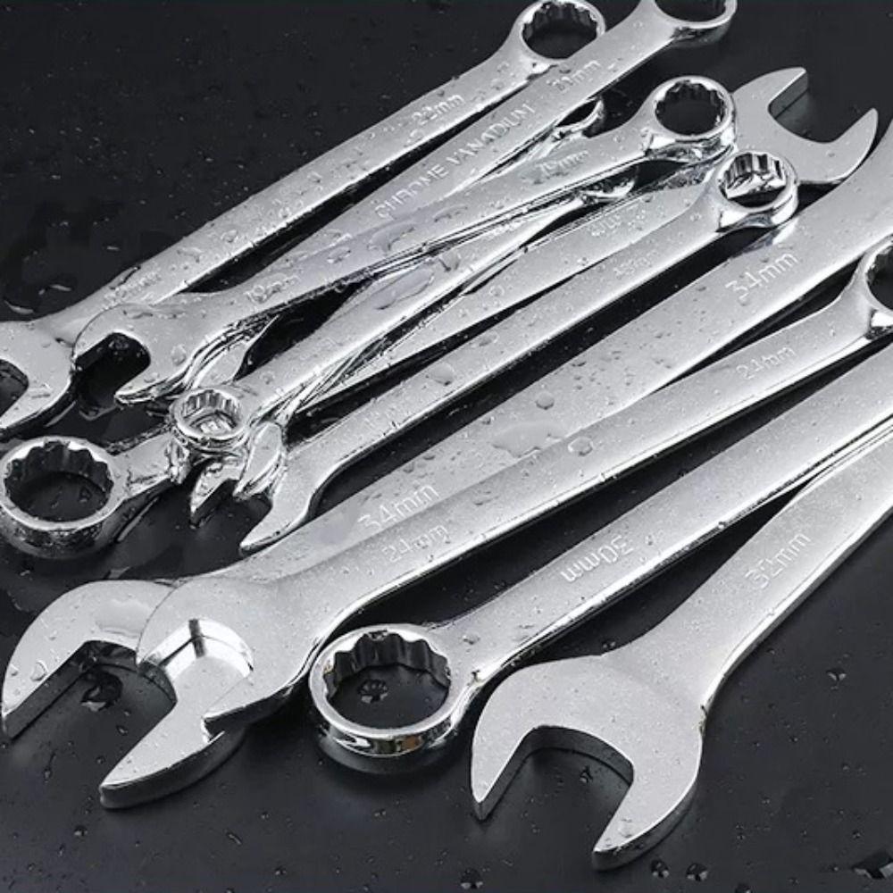 Chrome Vanadium Steel Combination Wrench 6-32mm Combo Spanner Open Box End Wrench Home Use