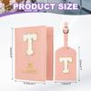 Travel Passport Luggage Tag Set with Initial Passport Cover and Alphabet Chenille Letter Travel Wallet Bag Suitcase Identifier for Women and Family