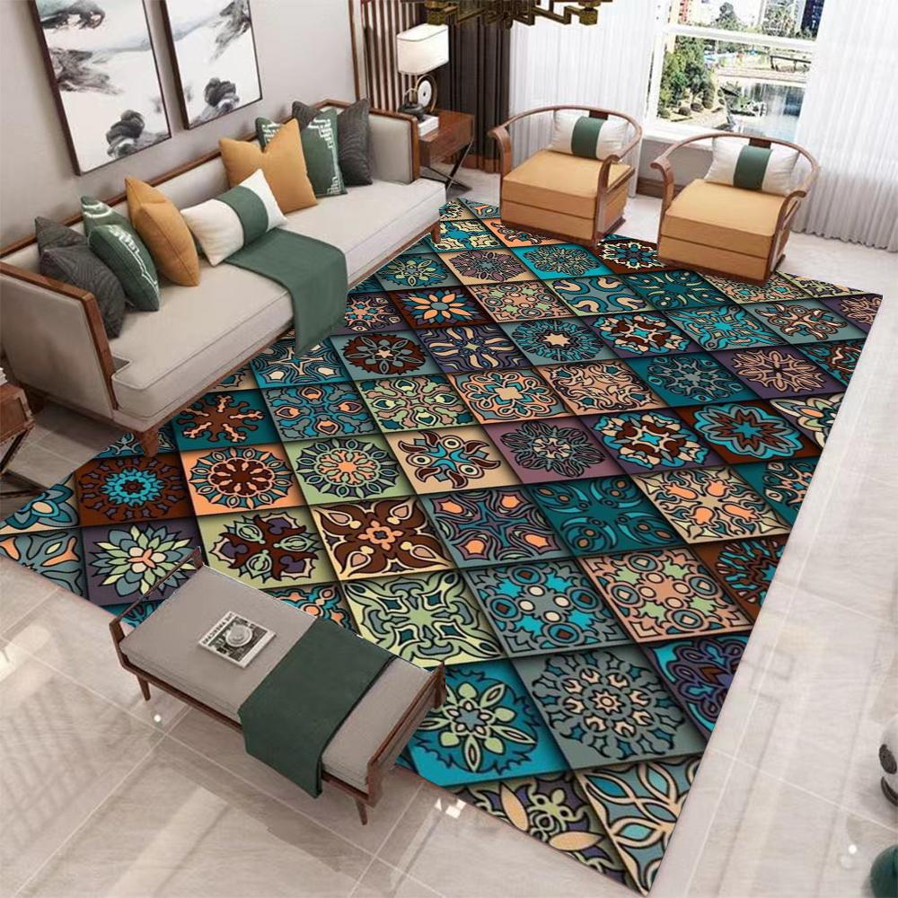 Retro Boho Persia Style Carpet Living Room Bedroom Balcony Sofa Table Chair Door Rug Non-slip Machine Washable Home Mat Decor