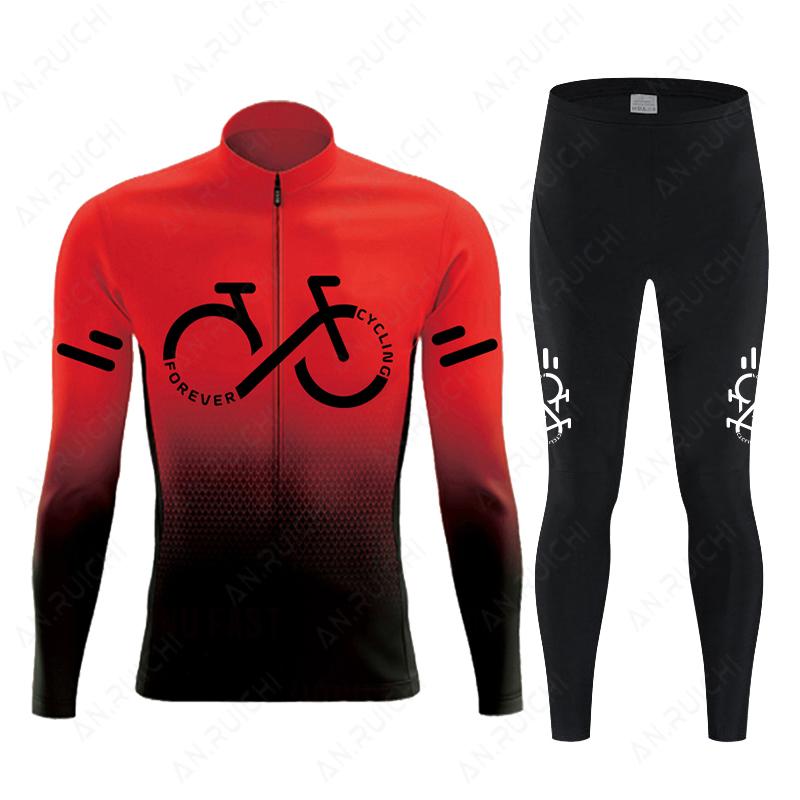 Fluorescent Color  Long Sleeve Cycling Clothing MTB Bike Uniform Maillot Ropa Ciclismo Men Bicycle Wear 2026 Autumn Breathable Cycling Suit Set
