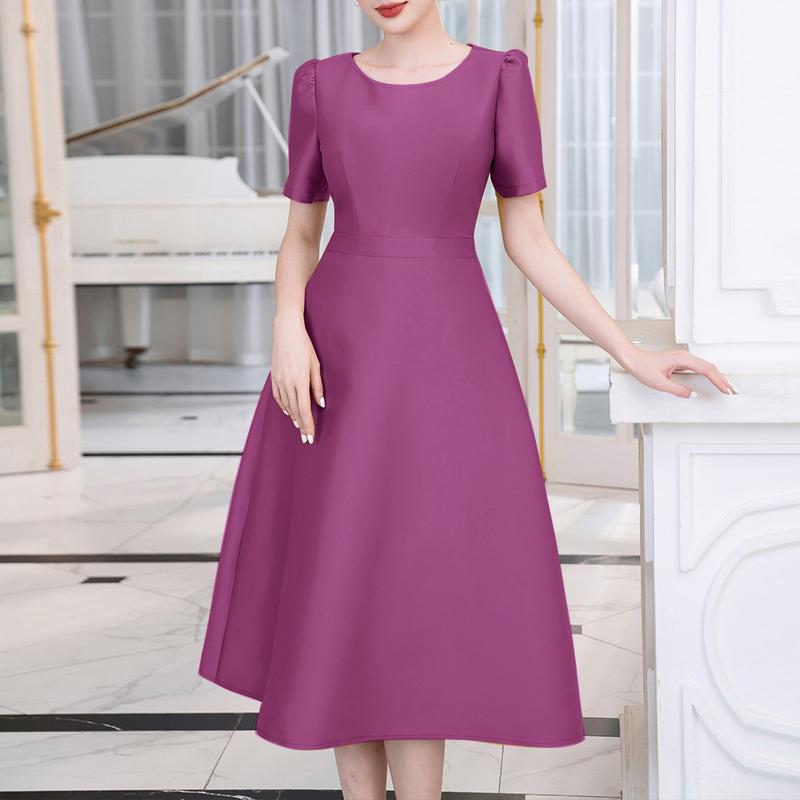 

ZANZEA Женское повседневное платье А-силуэта с круглым вырезом и короткими рукавами на лето 4XL кларет