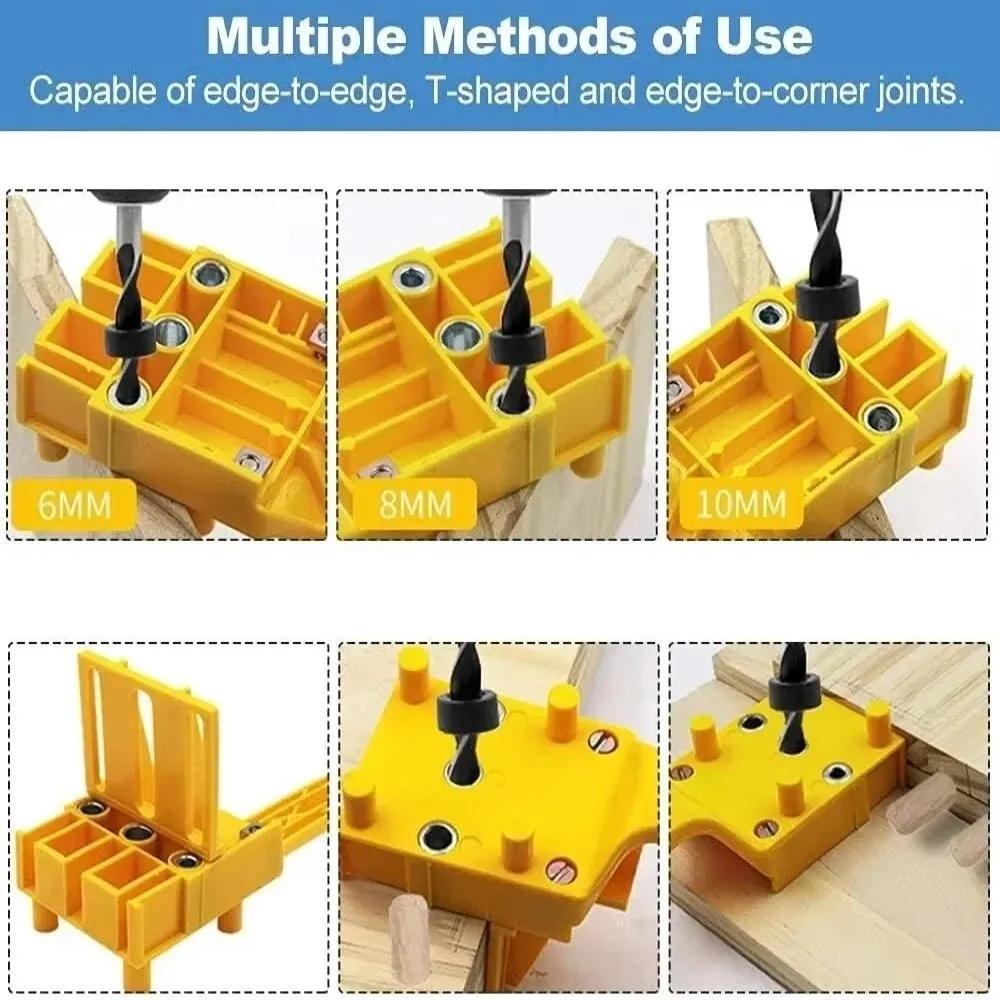 Handheld Woodworking Dowel Drill Guide 6/8/10mm Drill Bit Pocket Hole Jig Set Hole Saw Tool For Carpentry Straight Hole