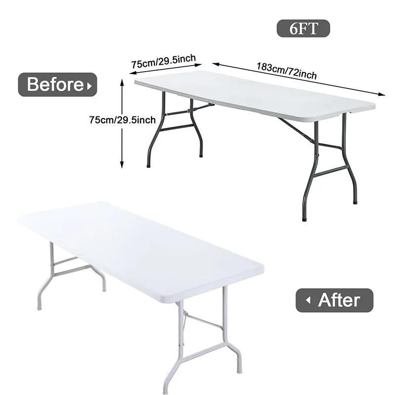 Rectangle Picnic Table Cloth, Elastic Fitted Tablecloths for 6 Foot Tables, Washable Polyester Table Cover for Picnic, Camping