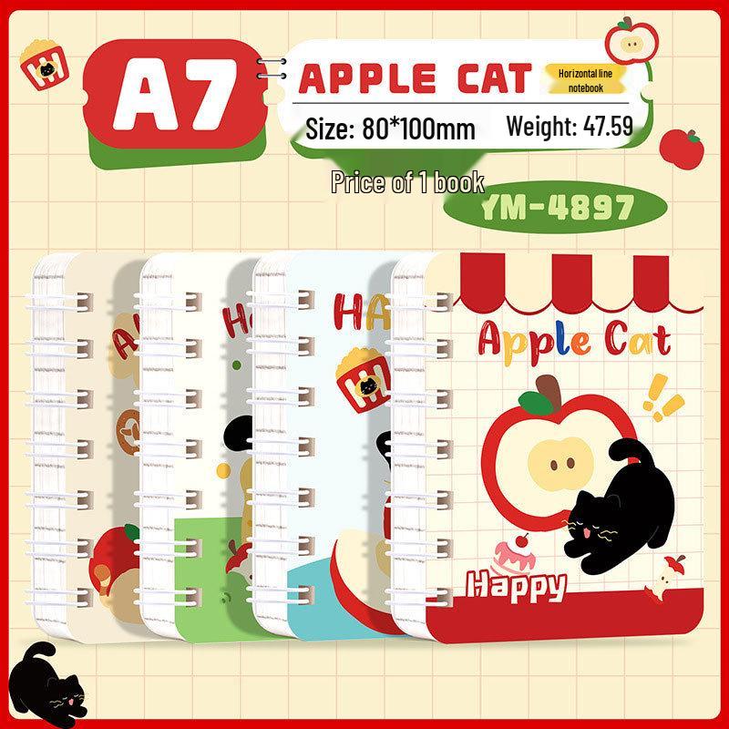 Cartoon Cat A7 Mini Pocket Diary - Cute Loose-leaf Student Notebook