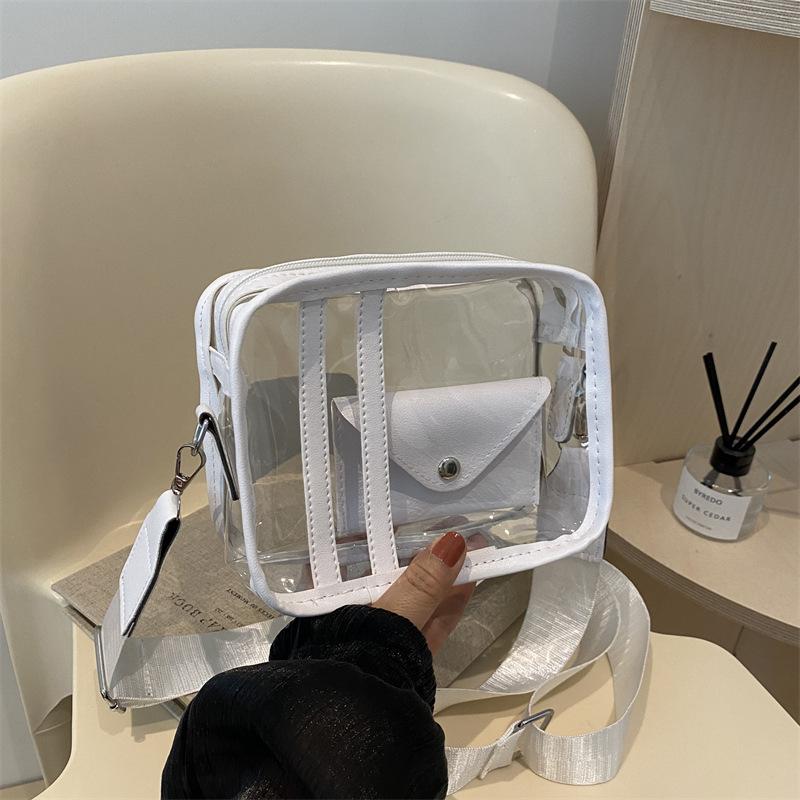 

Весна-лето 2025 новый нишевый дизайн модная крутая прозрачная повседневная сумка через плечо модный тренд простая сумка-мессенджер маленькая квадратная сумка One Size белый