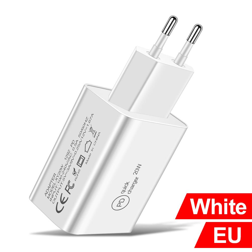 20W PD Fast Charger for Mobile Phones - Travel Adapter with EU/US/UK Plugs