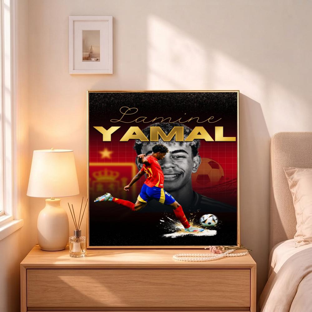 Lamine Yamal 19 Football Star 5D Diy Diamond Painting Round Diamond Diy Frameless Holiday Artwork Suitable For Home Office Wall Decoration