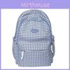 Nylon Student Bookbag With Grid Design And Letter Decoration For Daily Use For Girls And Boys