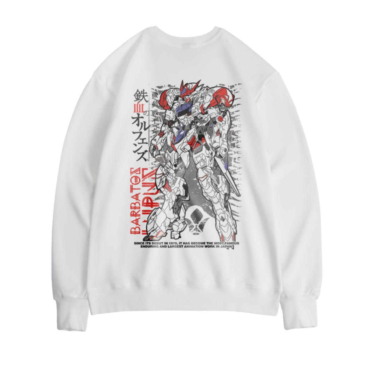 

Japanese Anime Collaboration Babatos Mobile Suit Gundam Long Sleeved Hoodie for Men Women Round Neck Loose Autumn Winter Trend 3XL