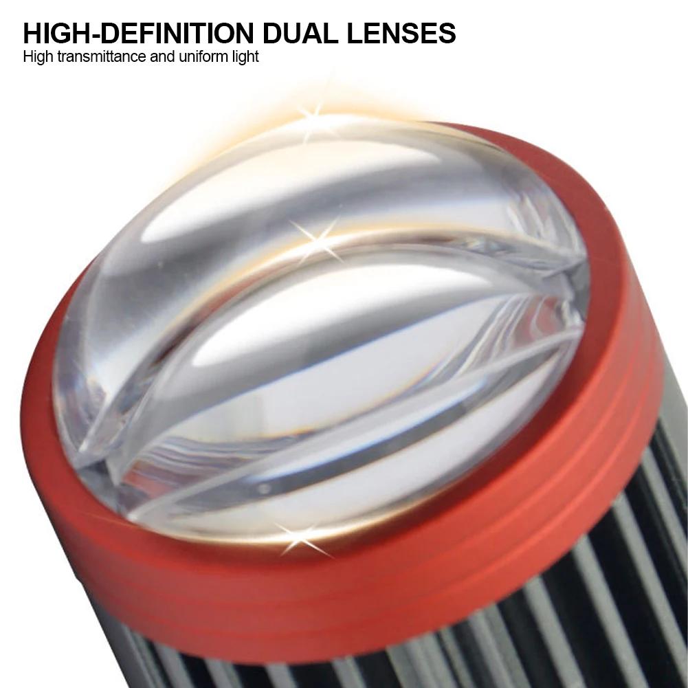 12V-80V Motorcycle led Headlight BA20D Strobe Dual-Lens Projector Headlight IP67 Waterpoof Focused Beam DRL Light White Yellow
