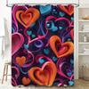 3D Multicolor Heart Shower Curtain - Waterproof, Mildew-Resistant, Machine Washable For Vibrant Bathroom Decor