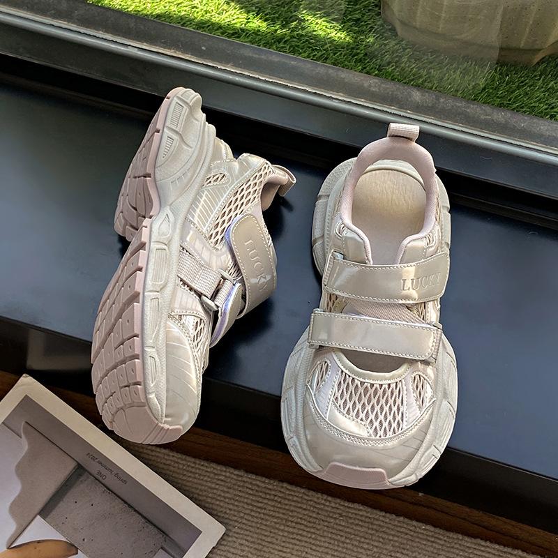 Sports sandals women's platform bag head Velcro single shoes breathable casual board shoes summer height increase German training dad shoes women