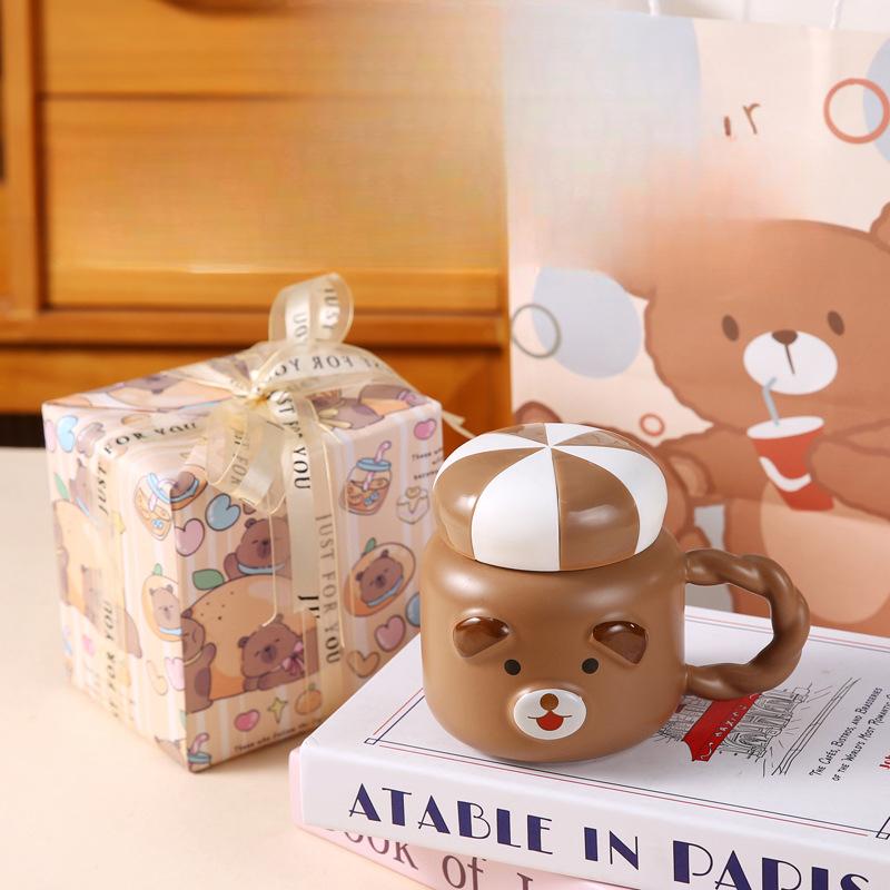Cartoon Ceramic Mug Cute Animal Water Cup Girl Public Office High Looking Birthday Gift