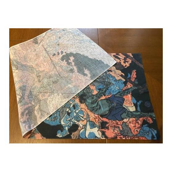 Ukiyo-e Tenugui by Utagawa Kuniyoshi - Jigoku Zoshi (Hell Scroll) - 100% Cotton - Premium Japanese Tenugui Fabric (Tokuoka) - Reactive Dye, Screen