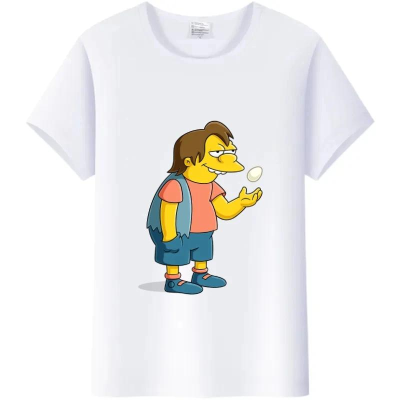 Casual Disney Cartoon Simpson Harajuku T-shirt Summer Blouses Ladies Men White Tees Tops Short Sleeve Blouses Women 90S Tshirt