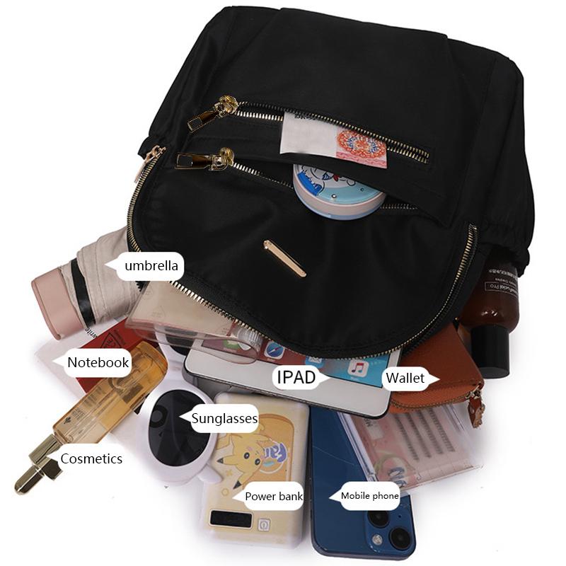 Elegant Simple Women Backpack, Waterproof Nylon Shoulder Bag Suitable for School Outdoor Shopping