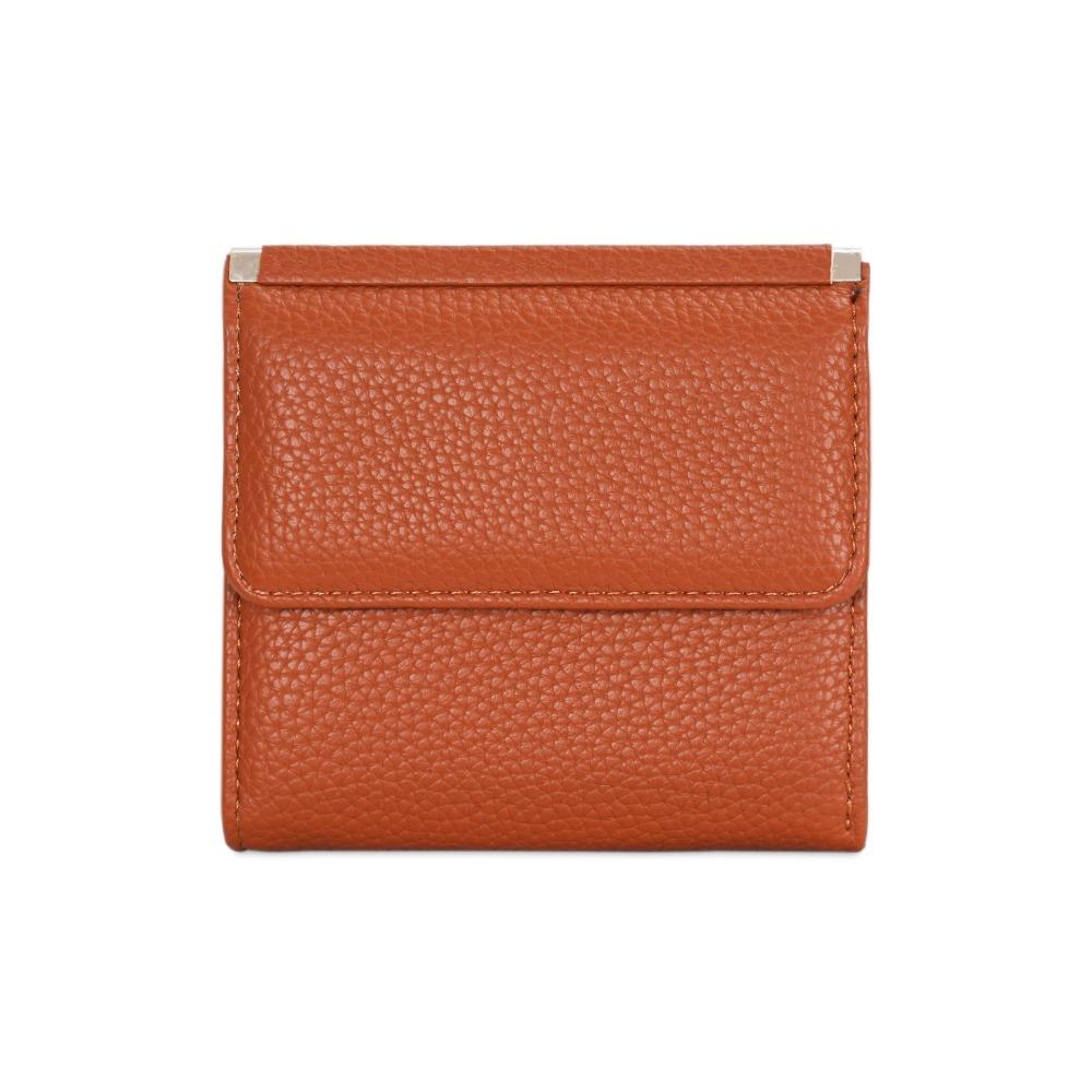 Leather Material Short Wallet Magnetic Closure Large Capacity Bifold Wallet Solid Color Multiple Card Slots Coin Purse Women