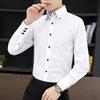 Spring Autumn Men's Executive Shirt Korean Fit, Permanent Press Formal Office Wear, Breathable Thin Long Sleeve Business Casual