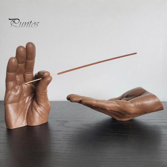 Wedding Party Display Decor Creative Hand Shape Incense Burner, Resin Decorative Ornament, Burner & Ash Collector Unique Office Desk Decorations