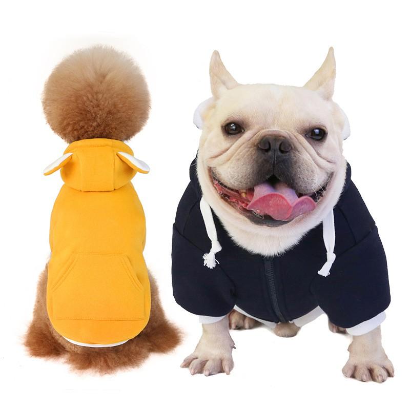 Pet Hoodie Dogs Winter Warm Fleece Cotton Sweater French Bulldog Small Bear Design